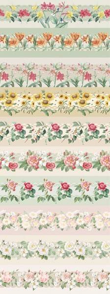 Tricoline 100% Algodón - CN007 Cenefas Floral FM (50 x 150)