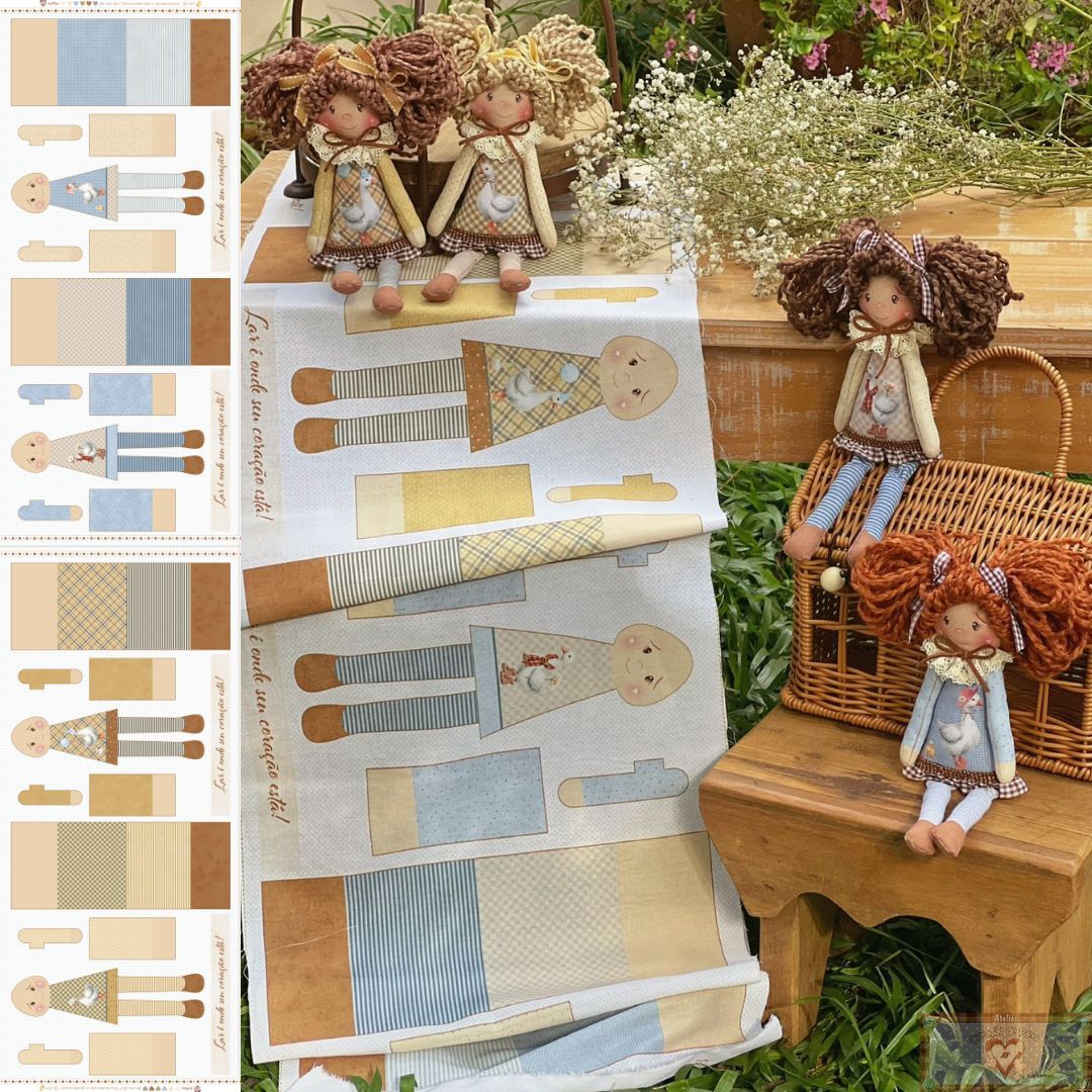 Tricoline 100% Algodón - CP027 Patrón Mini muñecas Hogar (33 x 150) **PRE VENTA**