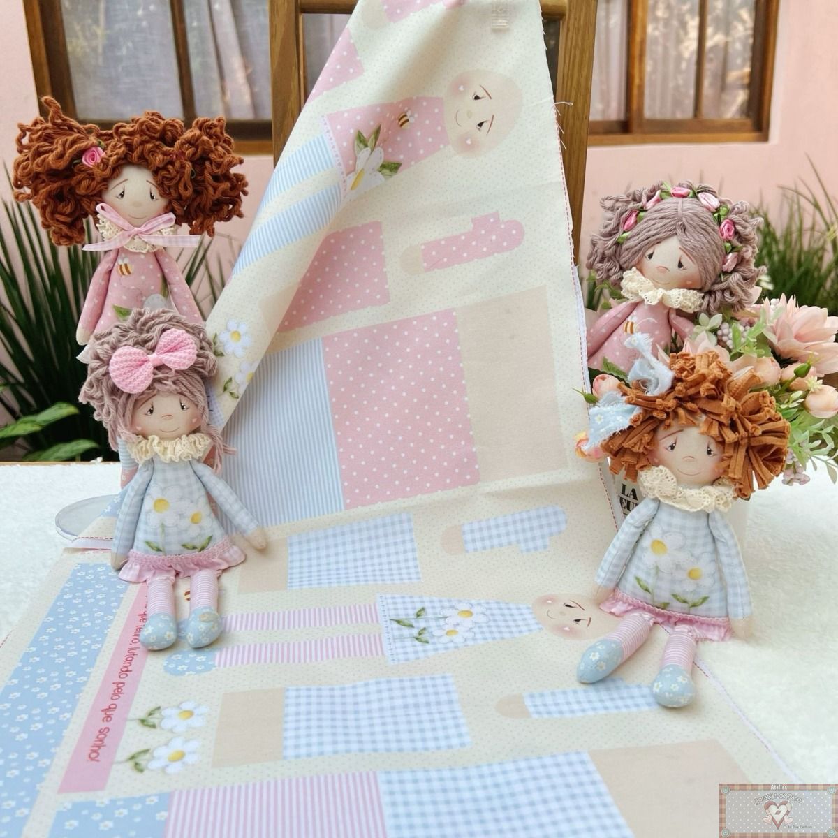 Tricoline 100% Algodón - CP029 Patrón Mini muñecas Costura (33 x 150) **PRE VENTA**