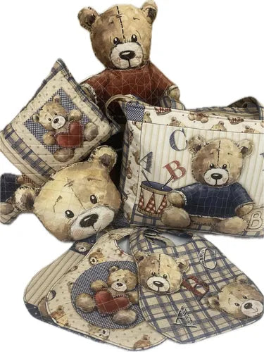 Tricoline 100% Algodón - PT040 Patrón paneles babero oso (50 x 150)