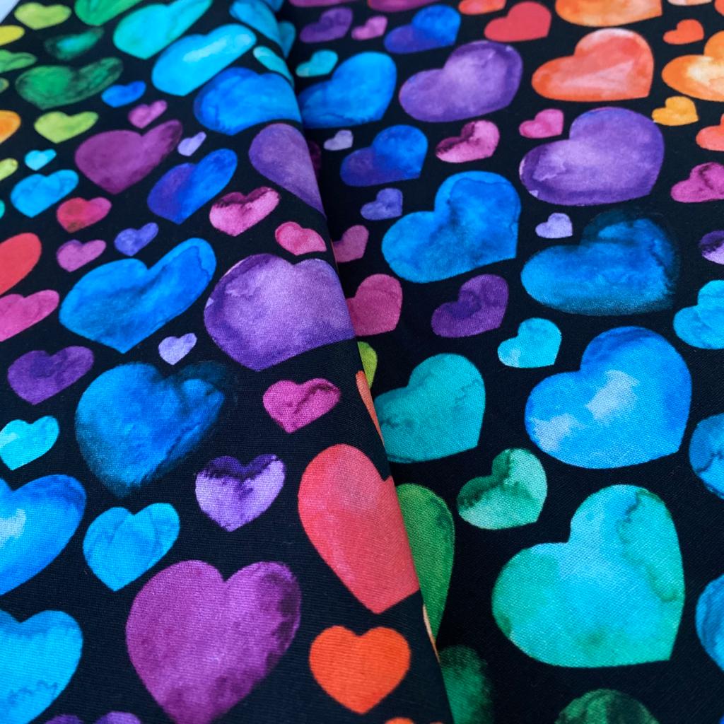 Tricoline 100% Algodón - DG011 - Digital Corazones Colores (50 x 150)