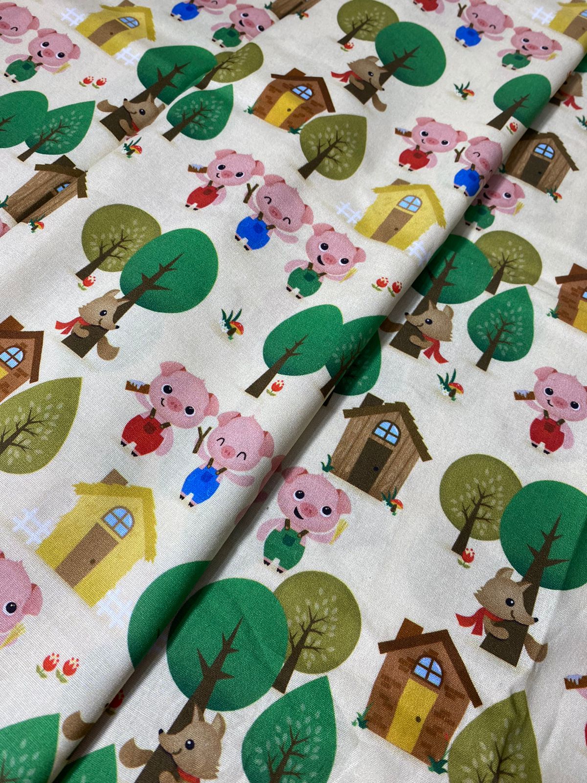 Tricoline 100% Algodón - PJ011 Digital Personaje Cerdito (50 x 150)