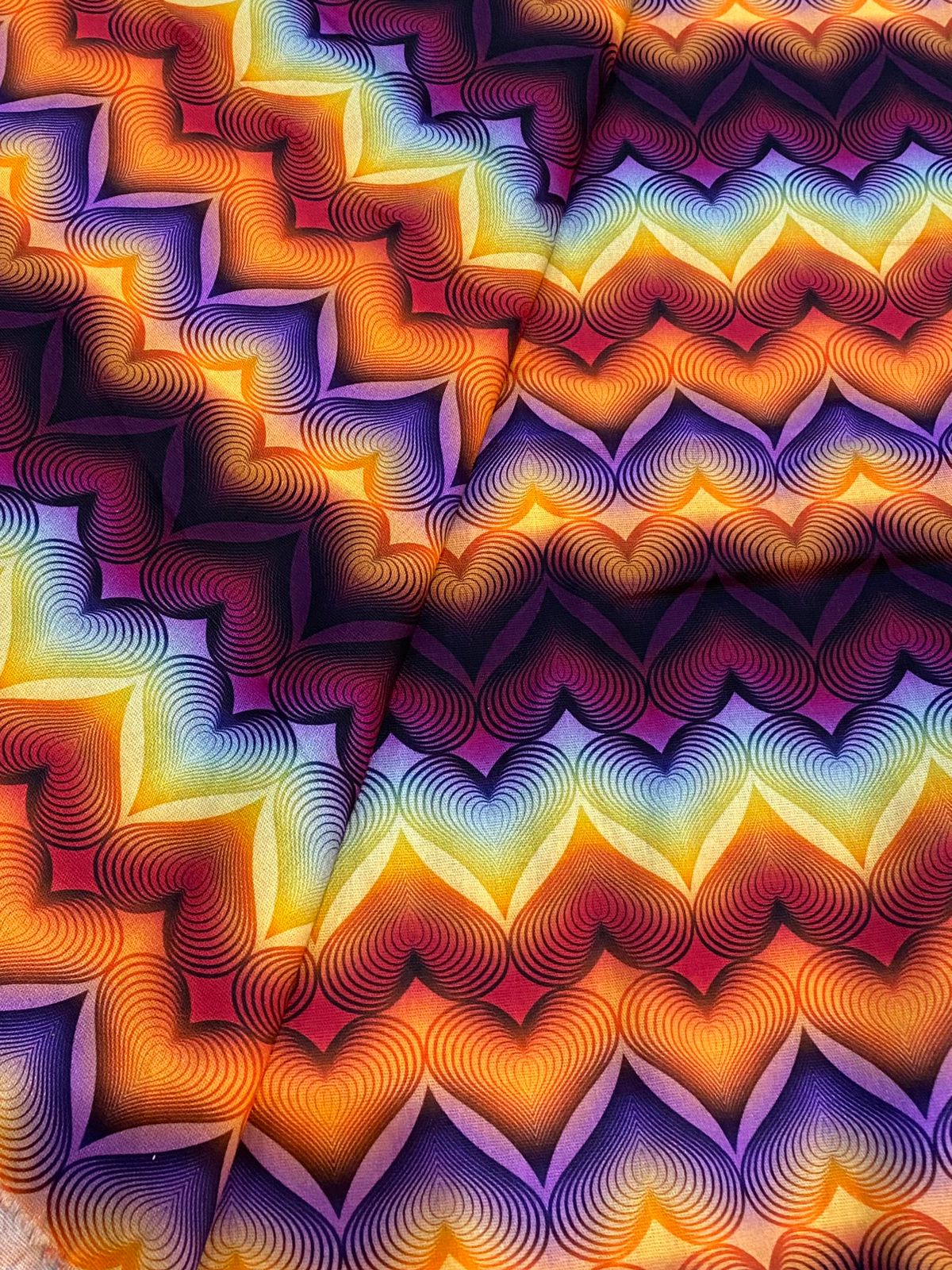Tricoline 100% Algodón - DG010 - Digital Corazones Neon (50 x 150)