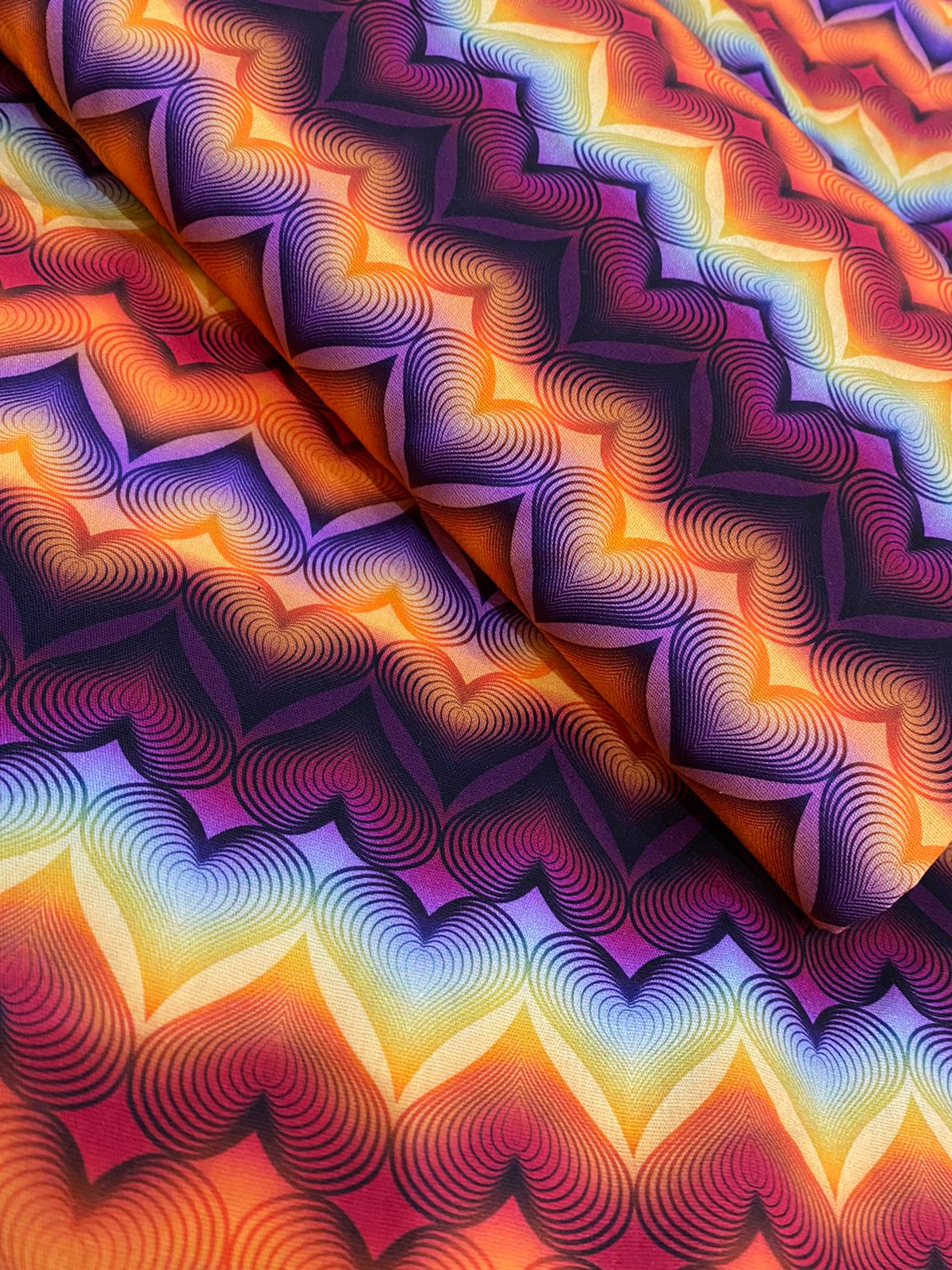 Tricoline 100% Algodón - DG010 - Digital Corazones Neon (50 x 150)