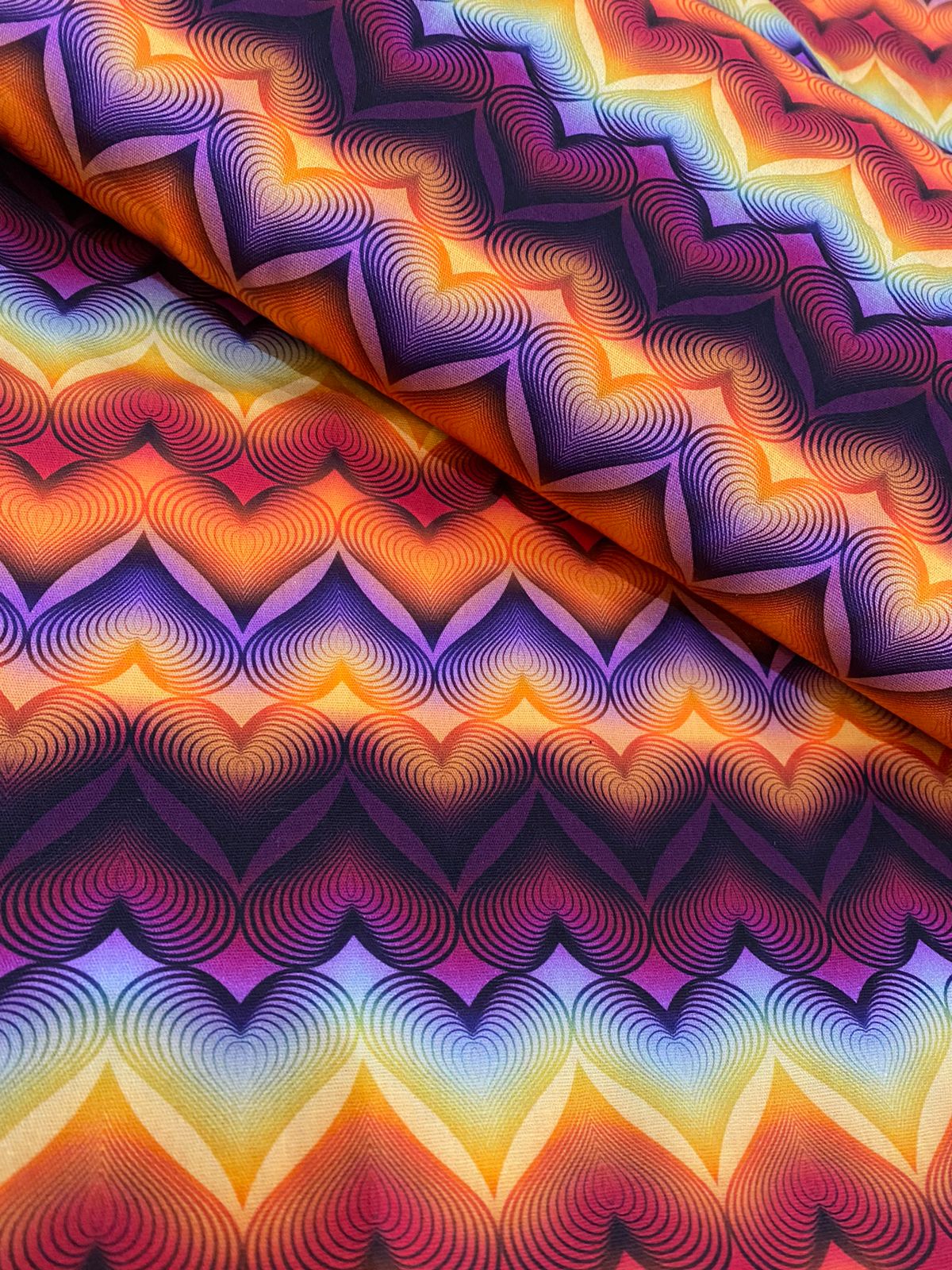 Tricoline 100% Algodón - DG010 - Digital Corazones Neon (50 x 150)