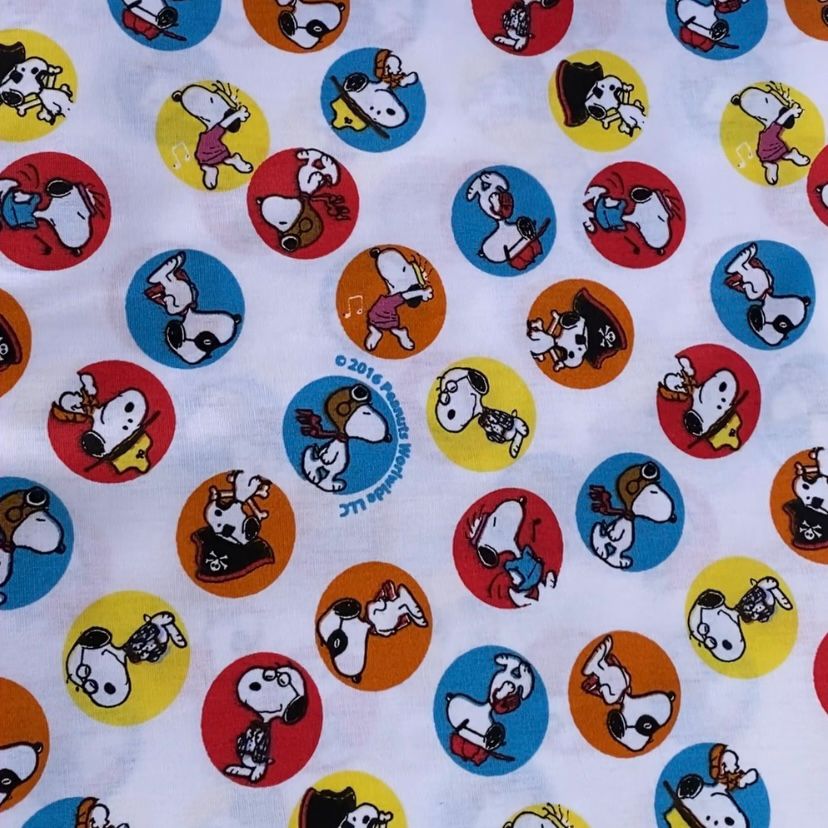 Tricoline 100% algodón - PJ031 Snoopy Circulos (50 x 150)