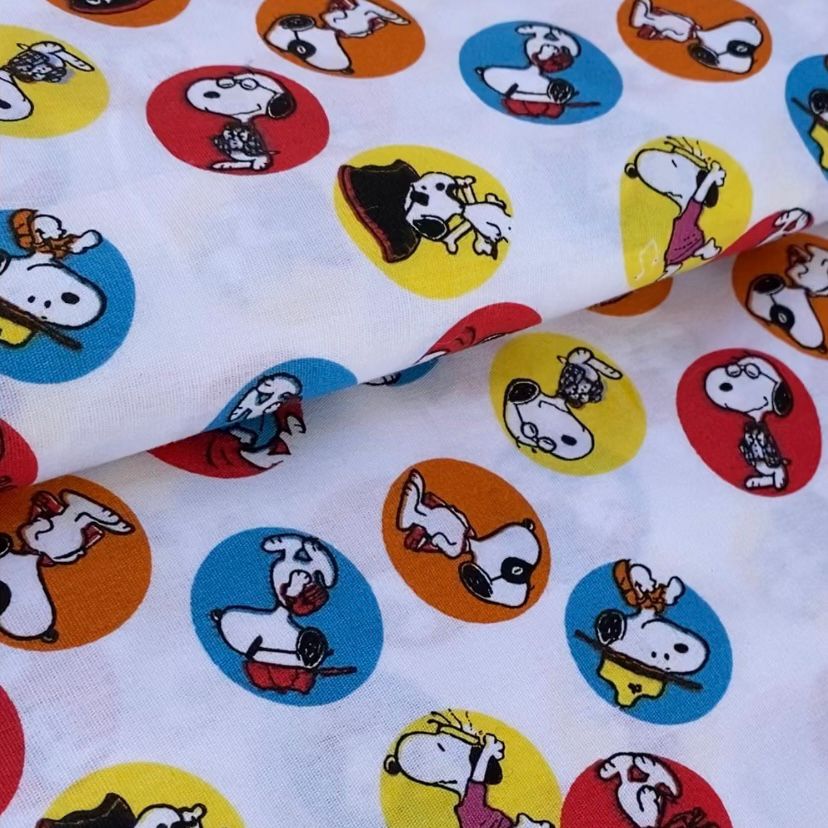Tricoline 100% algodón - PJ031 Snoopy Circulos (50 x 150)