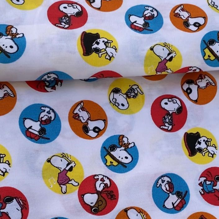 Tricoline 100% algodón - PJ031 Snoopy Circulos (50 x 150)