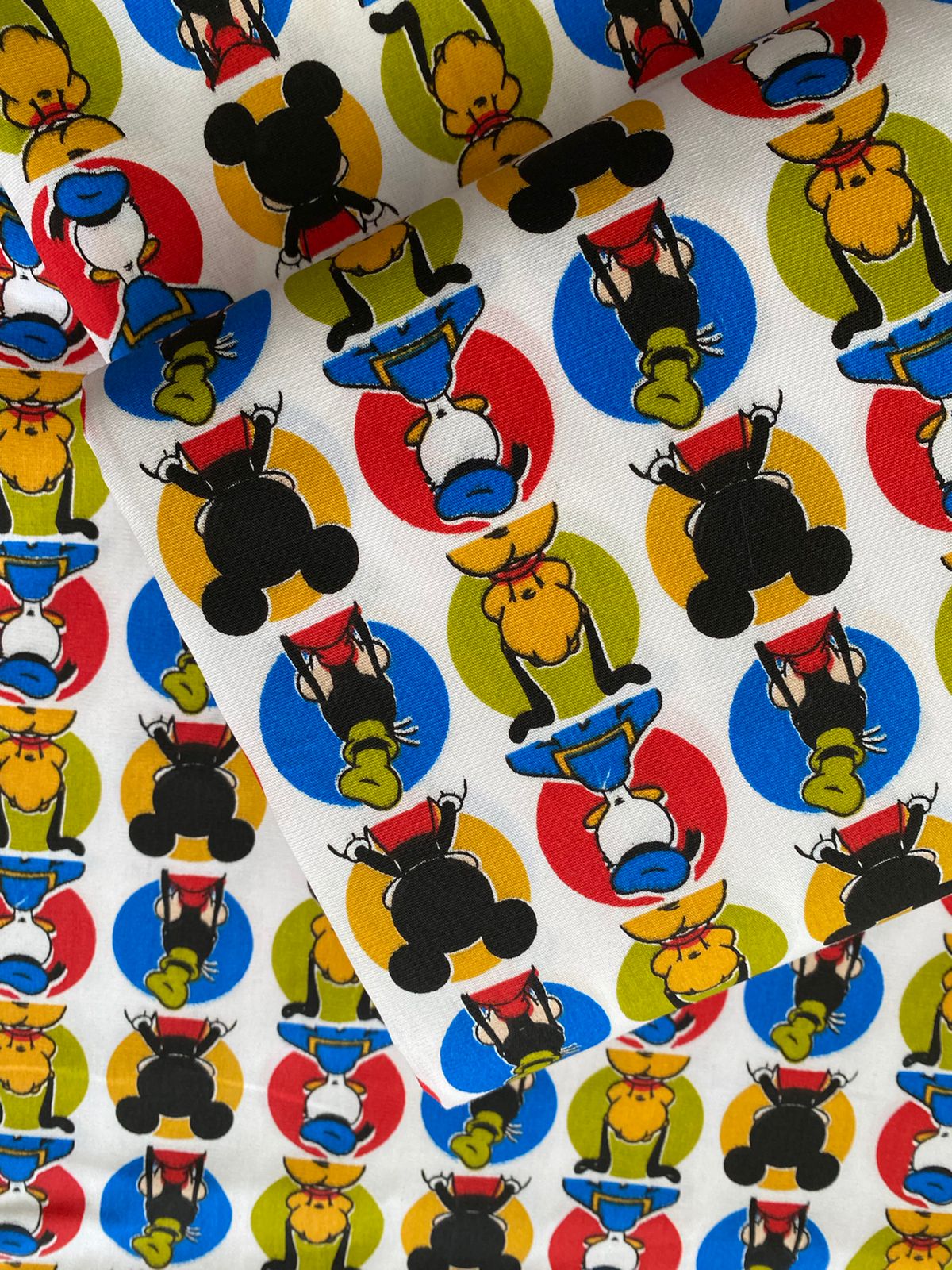 Tricoline 100% Algodón - PJ018 Digital Personaje Mickey y Amigos Espalda (50 x 150)