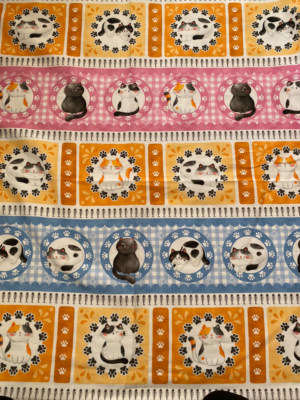 Tricoline 100% Algodón - CN012 Cenefas Gatos (46 x 150)