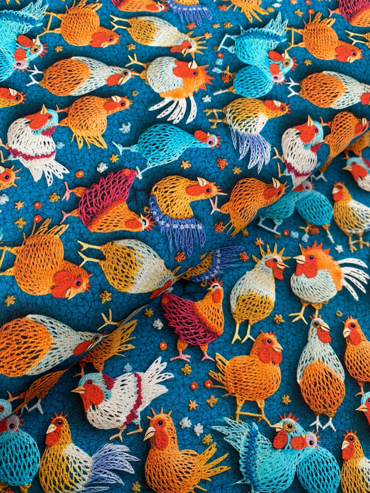 Tricoline 100% Algodón - 3D025 Gallinas 1 (50 x 150)