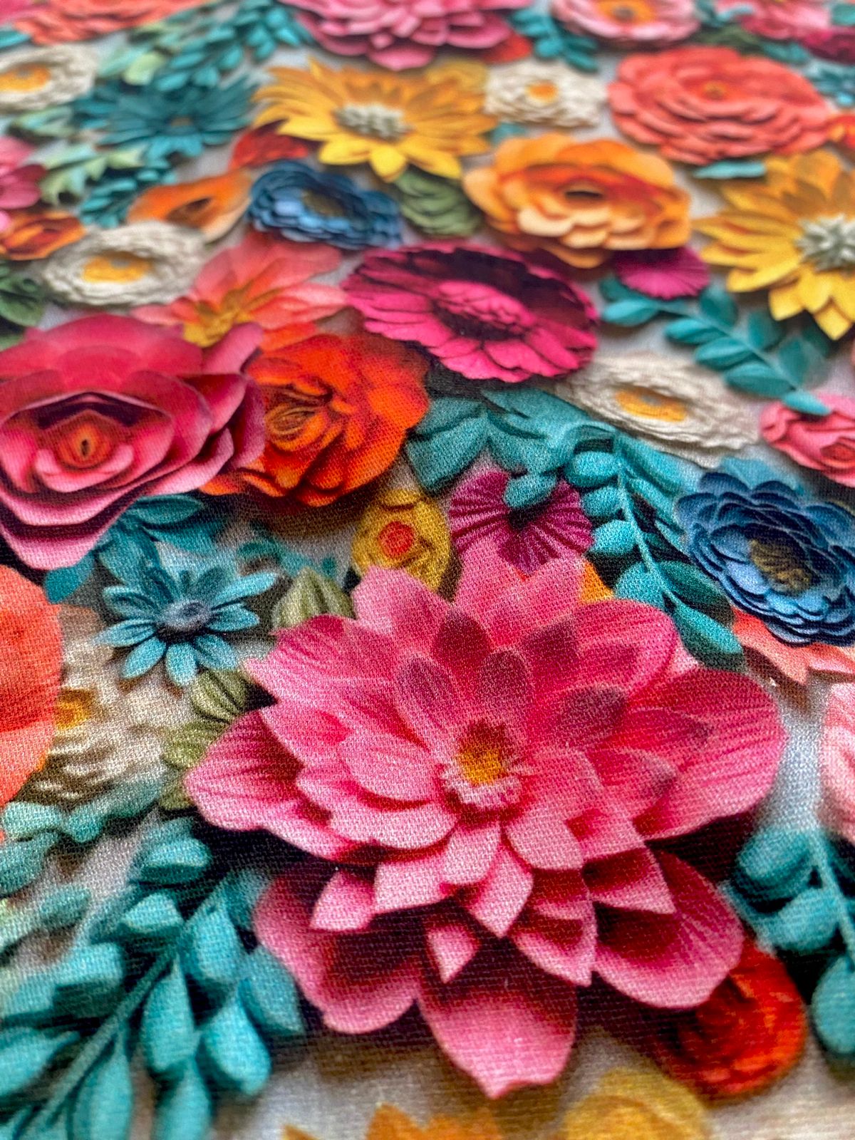 Tricoline 100% Algodón - 3D024 Floral RB Reales 2 (50 x 150)