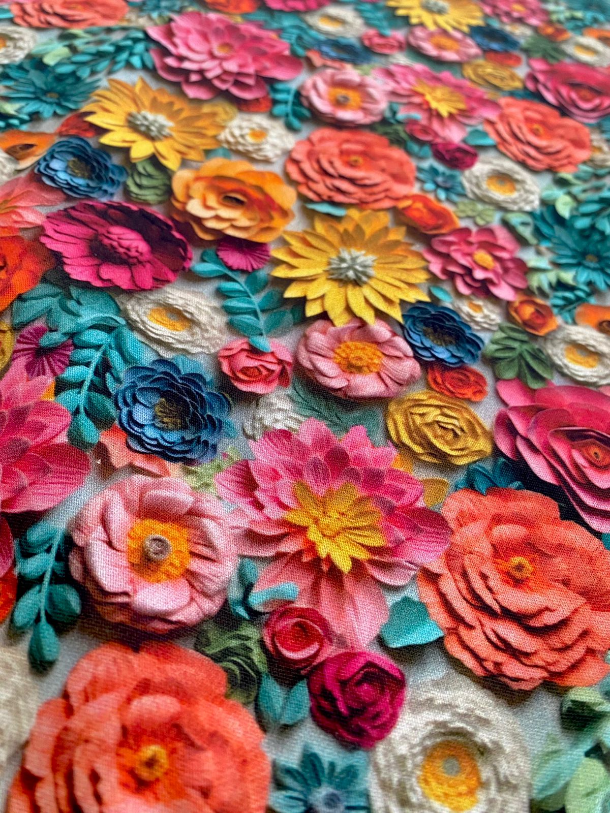 Tricoline 100% Algodón - 3D024 Floral RB Reales 2 (50 x 150)