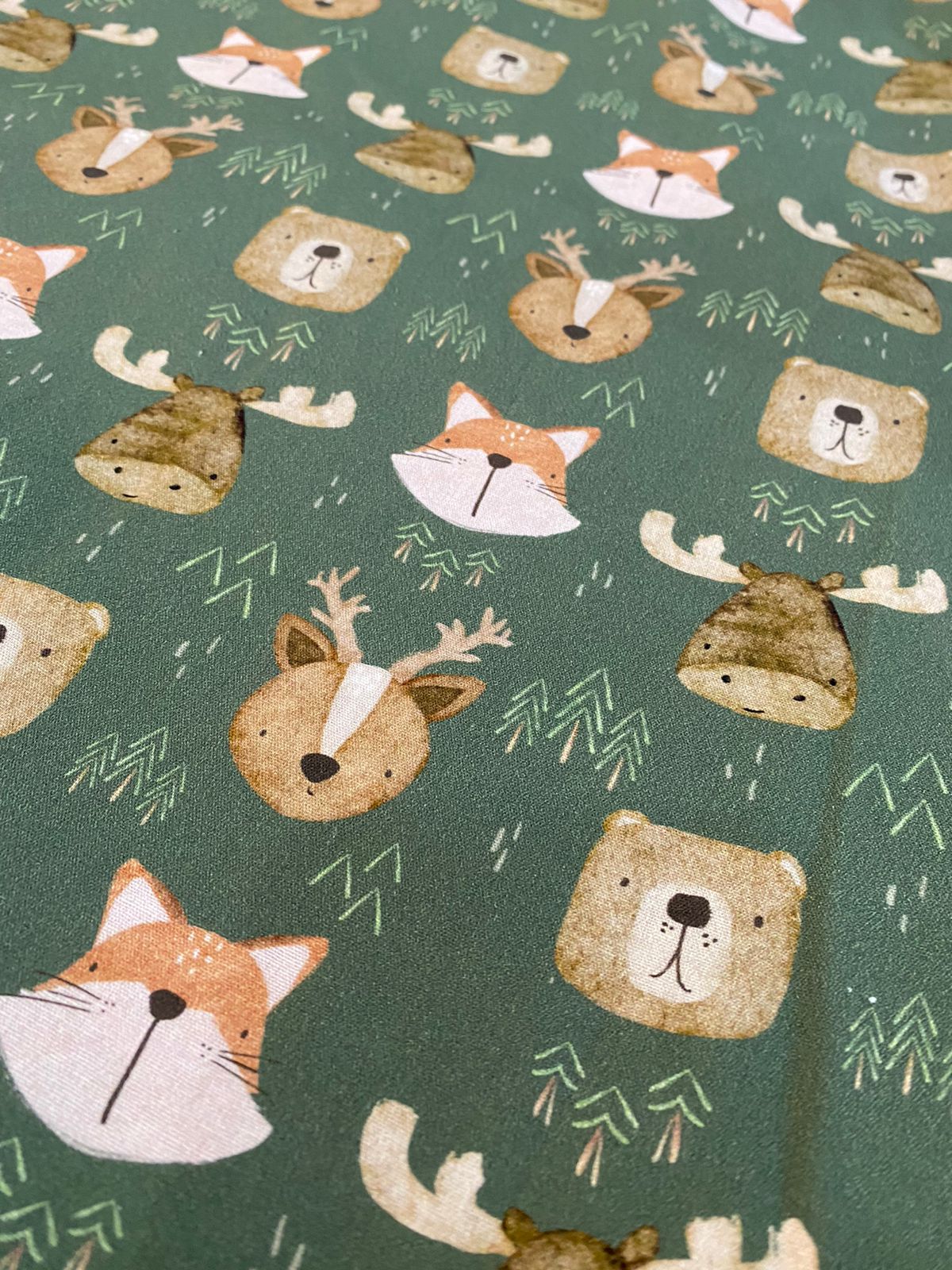 Tricoline 100% Algodón - DG048 Infantil Animalitos fondo Verde (50 x 150)