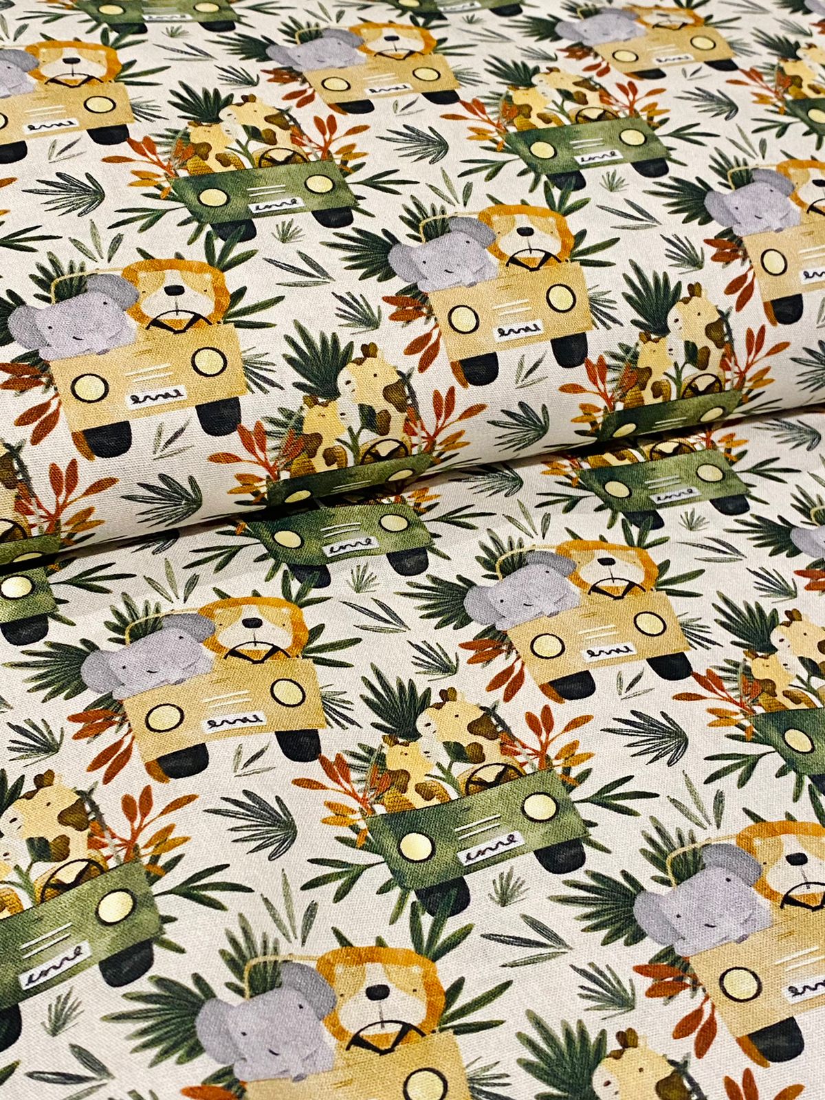 Tricoline 100% Algodón - DG050 Infantil Animalitos Savana 1 (50 x 150)