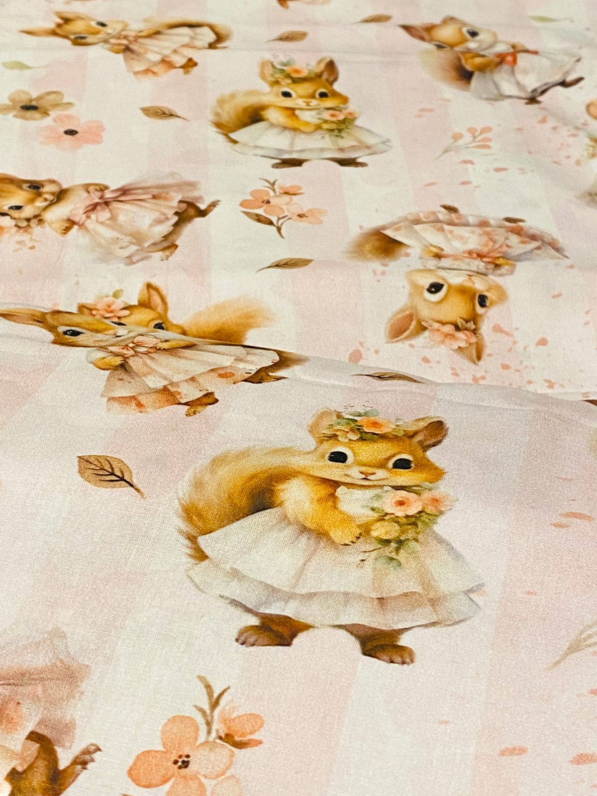 Tricoline 100% Algodón - DG044 Infantil Animalitos Ardilla (50 x 150)