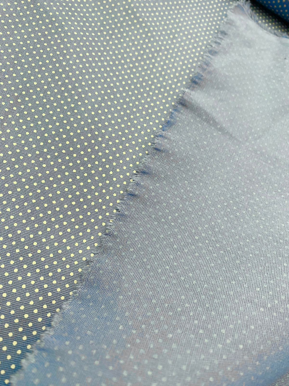 Tricoline 100% Algodón - TT054 Tinto Puntitos Azul Grisaceo (50 x 150)