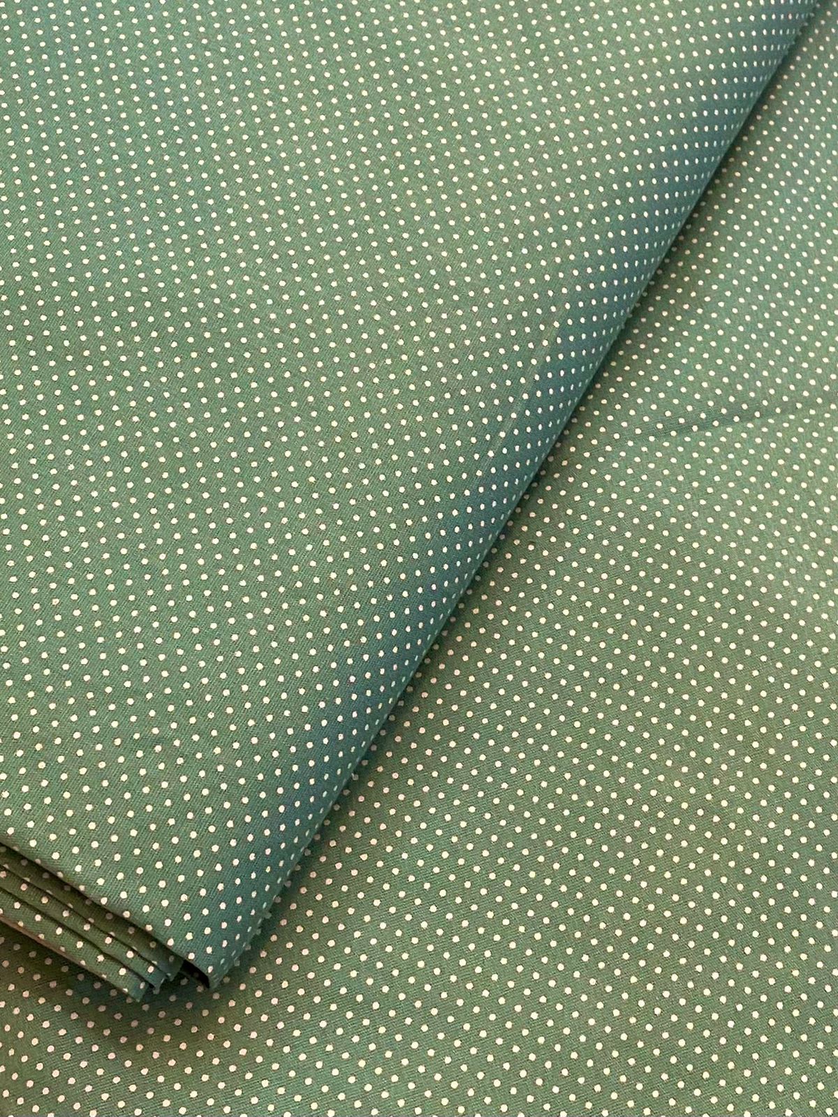 Tricoline 100% Algodón - TT064 Tinto Puntitos Verde Grisaceo (50 x 150)