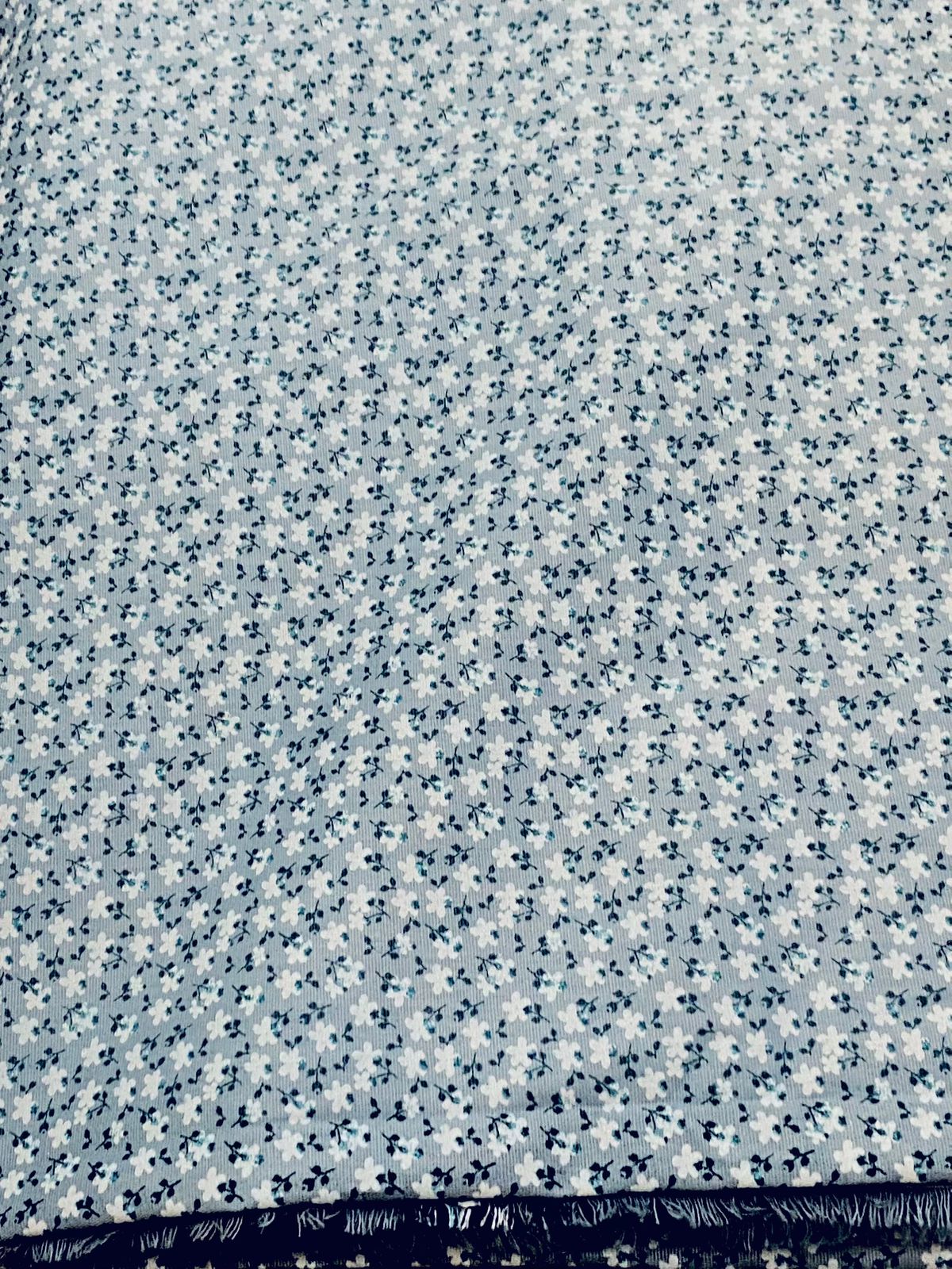 Tricoline 100% algodón - TT031 Tinto Florecitas Fuxicos azul (50 x 150)