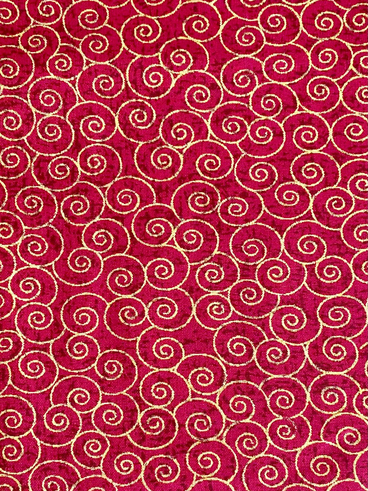 Tricoline 100% Algodón - NV018 RETAZO Navidad Copos dorado fondo Rojo (35 x 150)