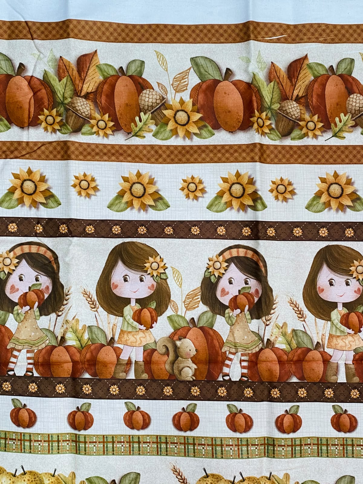 Tricoline 100% Algodón - CN021 Cenefas Otoño Fuxicos y Fricotes (50 x 150)
