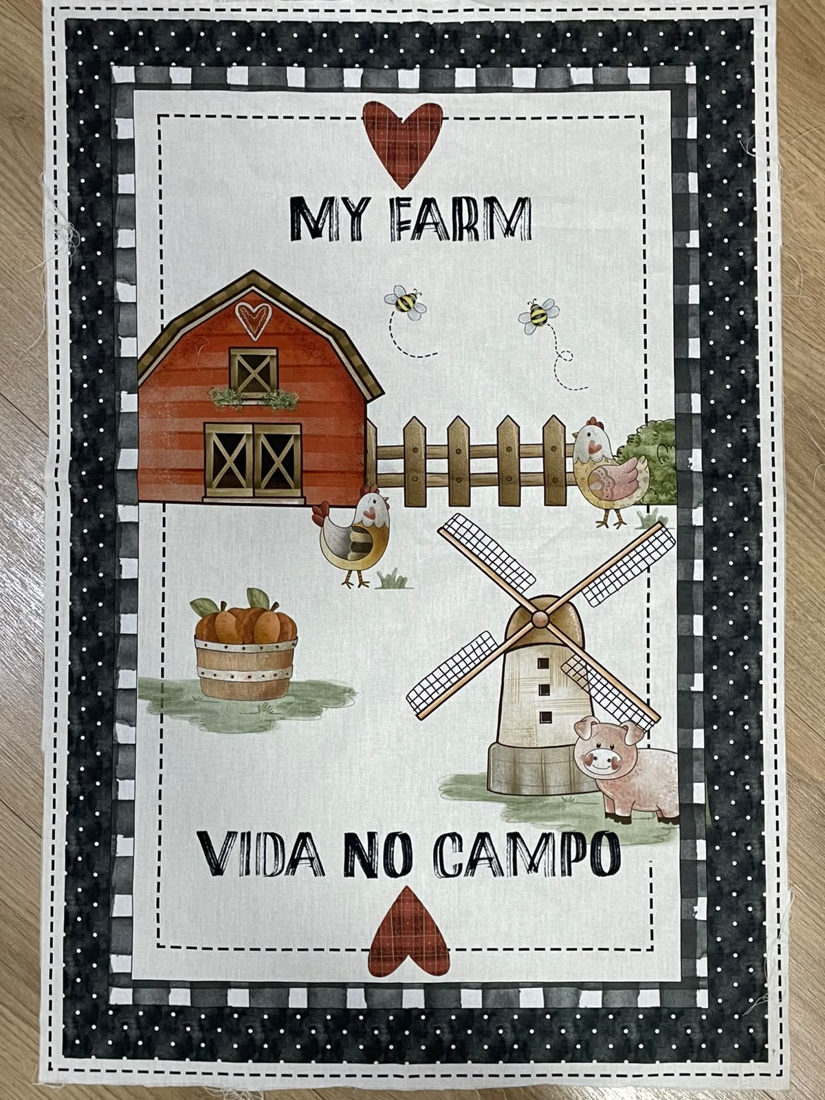 Tricoline 100% Algodón - PT124 Patrón Panel granja (50 x 65)