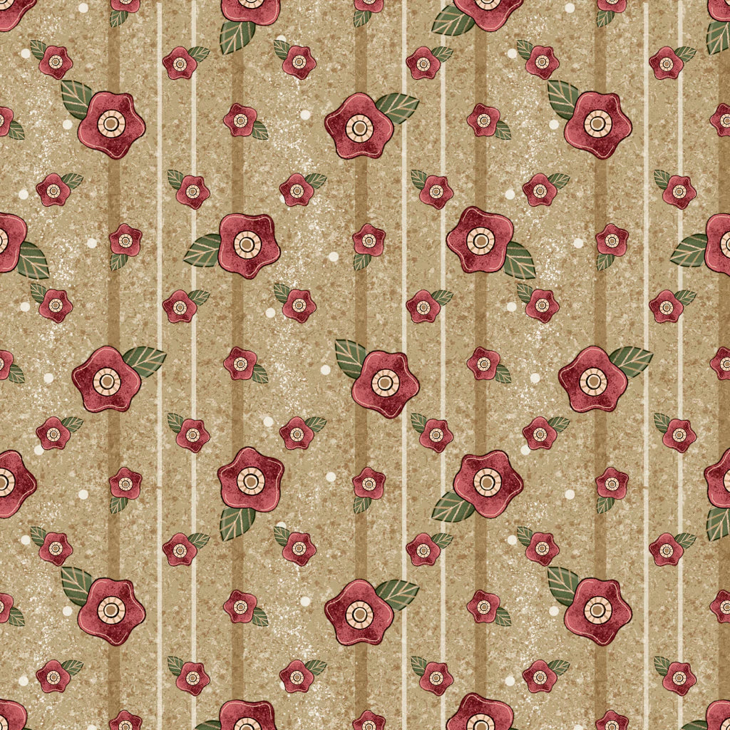 Tricoline 100% Algodón - EX093 Exclusiva Florecitas Home Sweet Beige (50 x 150)