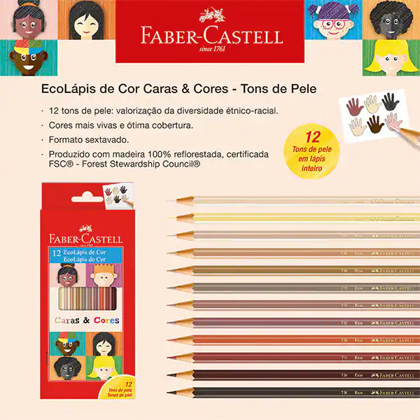 CP083 Lápiz - Kit Lapices de COLORES 12 Colores – Tonos de Piel