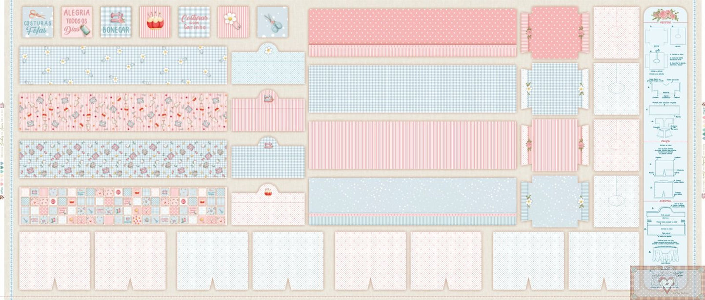 Tricoline 100% Algodón  - CP020 Patrón vestido muñeca Soños amor (60 x 150) **PRE VENTA**