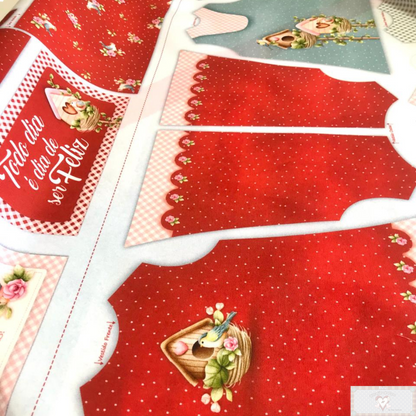 Tricoline 100% Algodón  - CP021 Patrón vestido muñeca Secreto amor (60 x 150) **PRE VENTA**