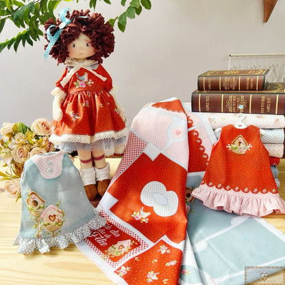 Tricoline 100% Algodón  - CP021 Patrón vestido muñeca Secreto amor (60 x 150) **PRE VENTA**