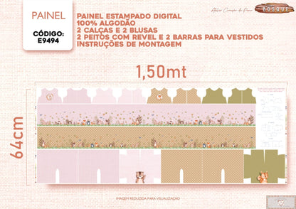 Tricoline 100% Algodón  - CP025 Patrón vestido muñeca Bosque (60 x 150) **PRE VENTA**