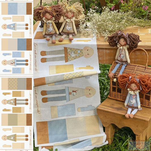 Tricoline 100% Algodón  - CP027 Patrón Mini muñecas Hogar (33 x 150) **PRE VENTA**