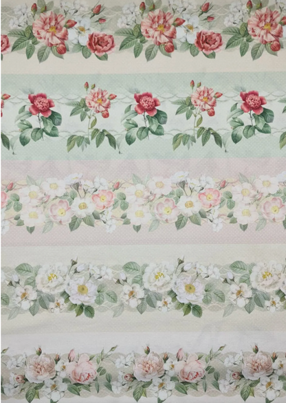 Tricoline 100% Algodón - CN007 Cenefas Floral FM (50 x 150)