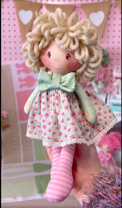 Tricoline 100% Algodón  - CP073 Panel Mini Muñeca Individual Gato beige (33 x 75)