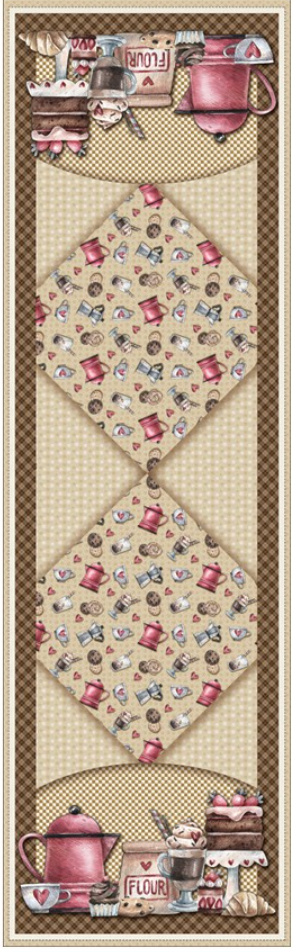 Tricoline 100% Algodón  - PT045 Patrón Camino Mesa Café (50 x 150)