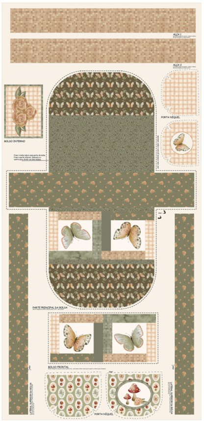 Tricoline 100% Algodón  - PT036 Patrón Bolso Mariposas (60 x 150)