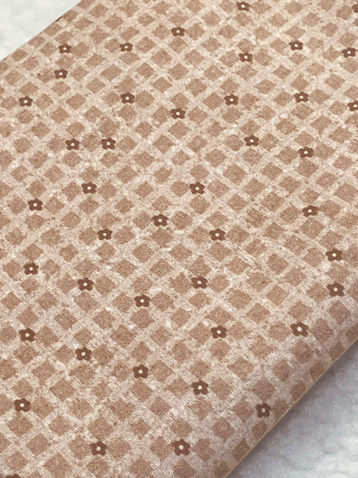 Tricoline 100% Algodón - EX064 Exclusiva cuadrille florecitas Rosa Terracota (50 x 150)