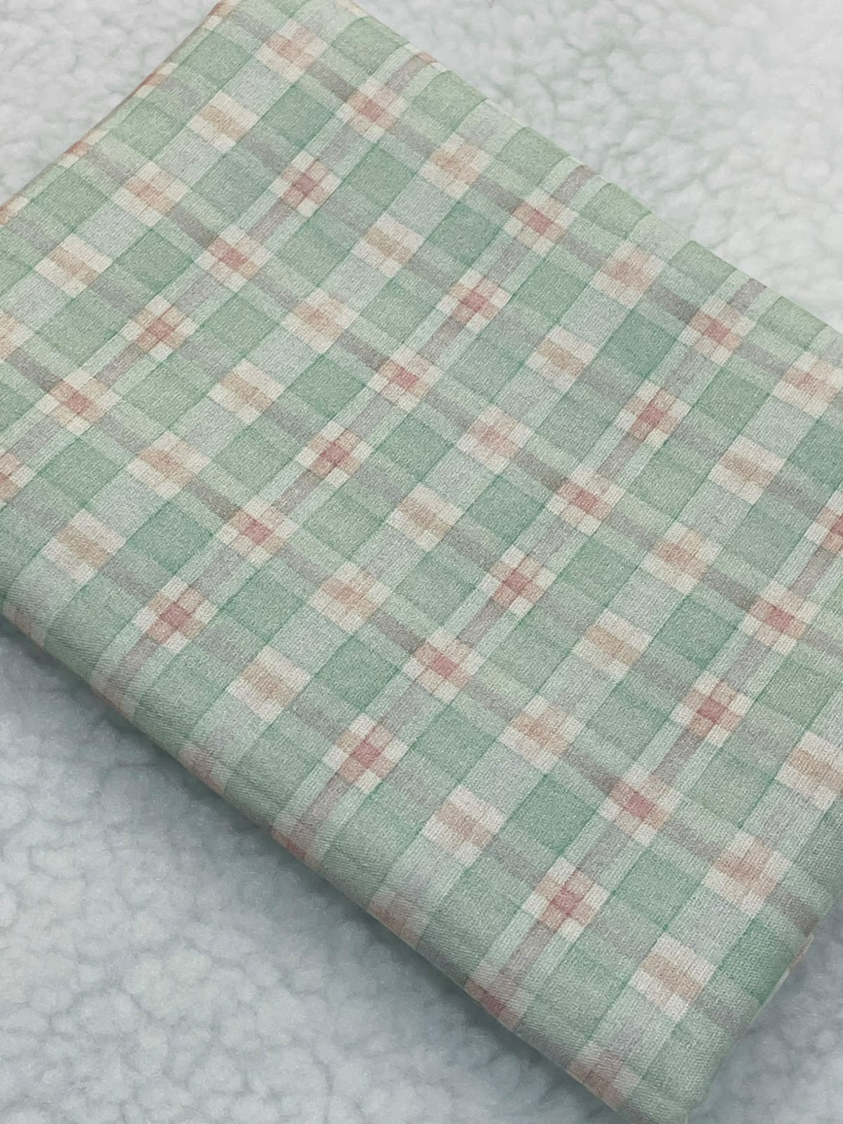 Tricoline 100% Algodón - EX067 Cuadrille Menta y Rosa (50 x 150)