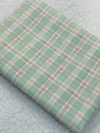 Tricoline 100% Algodón - EX067 Cuadrille Menta y Rosa (50 x 150)
