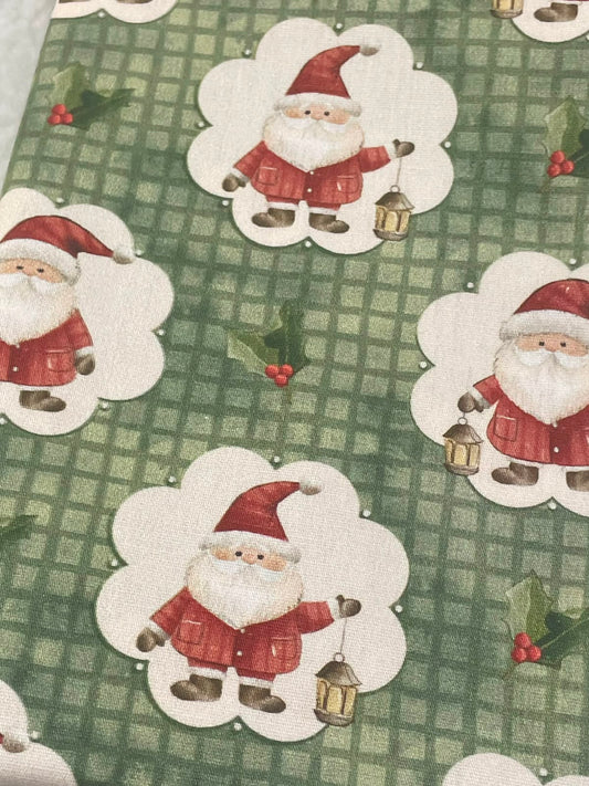 Tricoline 100% Algodón - EX070 Exclusiva Santa Claus (50 x 150)