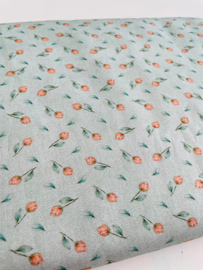 Tricoline 100% algodón - EX097 Exclusiva Tierna Florecitas 2 Menta (50 x 150)