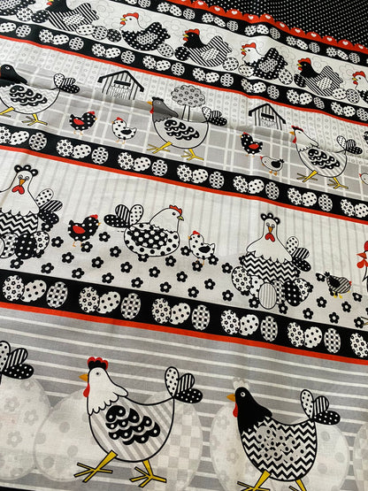 Tricoline 100 Algod n CN011 Cenefas Gallinas Negro 50 X 150 tricoline-100-algod-n-cn011-cenefas-gallinas-negro-50-x-150