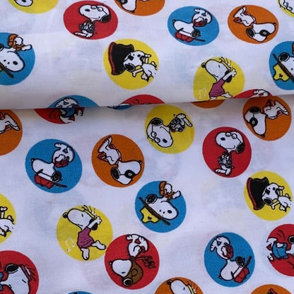 Tricoline 100% algodón - Personajes Snoopy Circulos (50 x 150)