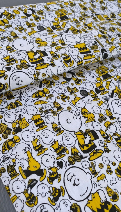 Tricoline 100% algodón - Personajes snoopy Charlie Brown Blanco (50 x 150)