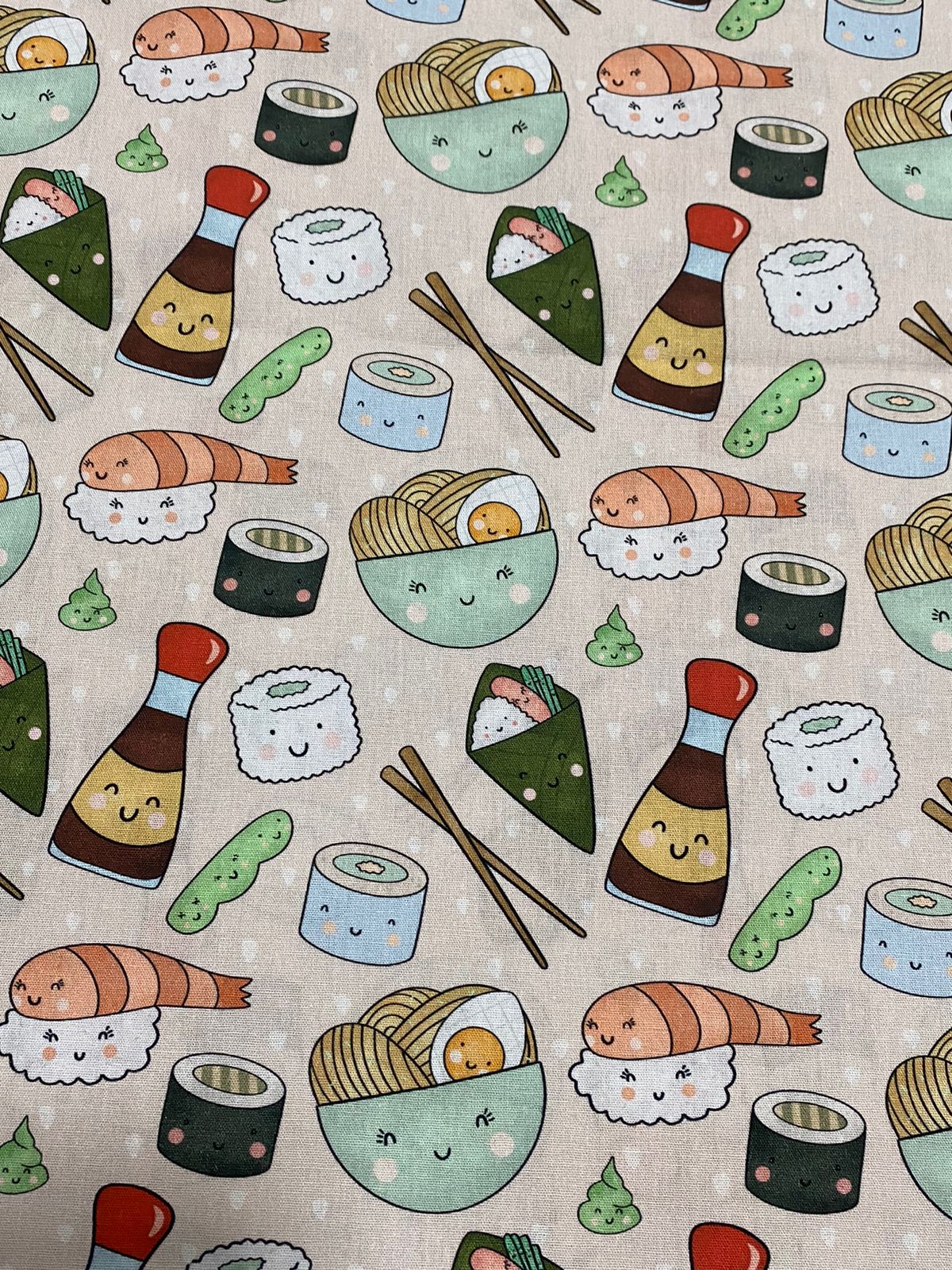 Tricoline 100% Algodón - Digital Cocina Sushi (50 x 150)