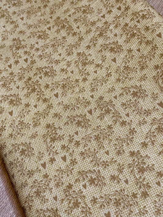 Tricoline 100% Algodón - EX027 Exclusiva Florecitas Beige Fuxicos (50 x 150)