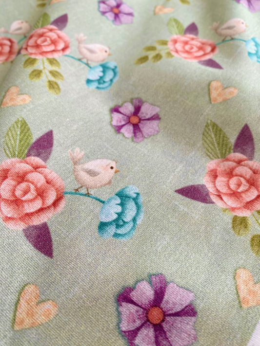 Tricoline 100% Algodón - EX033 Exclusiva Pajaritos (50 x 150)