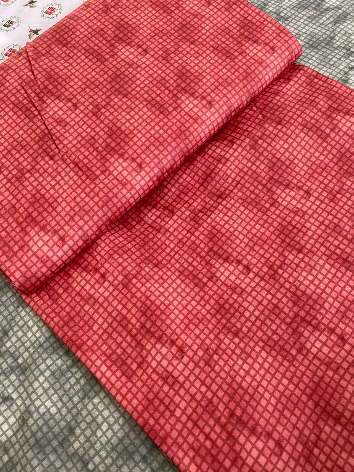 Tricoline 100% Algodón - NV020 Navidad Cuadrille Rojo Fuxicos (50 x 150)