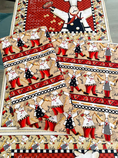 Tricoline 100% Algodón - CN028 Cenefas Chef Fuxicos (50 x 150)